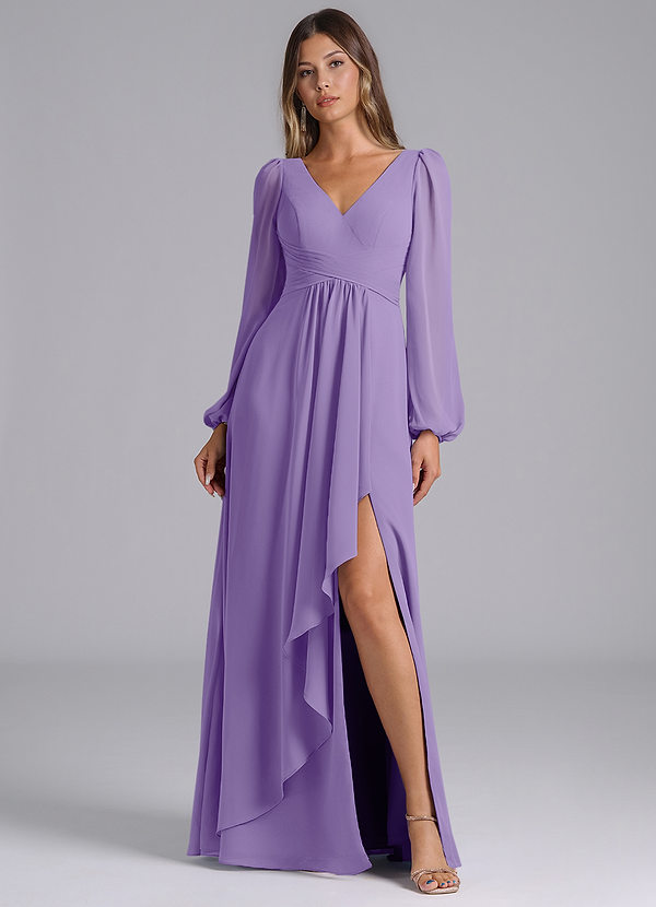 Liah Bridesmaid Dresses Tahiti A-Line Long Sleeve Chiffon Dress image1