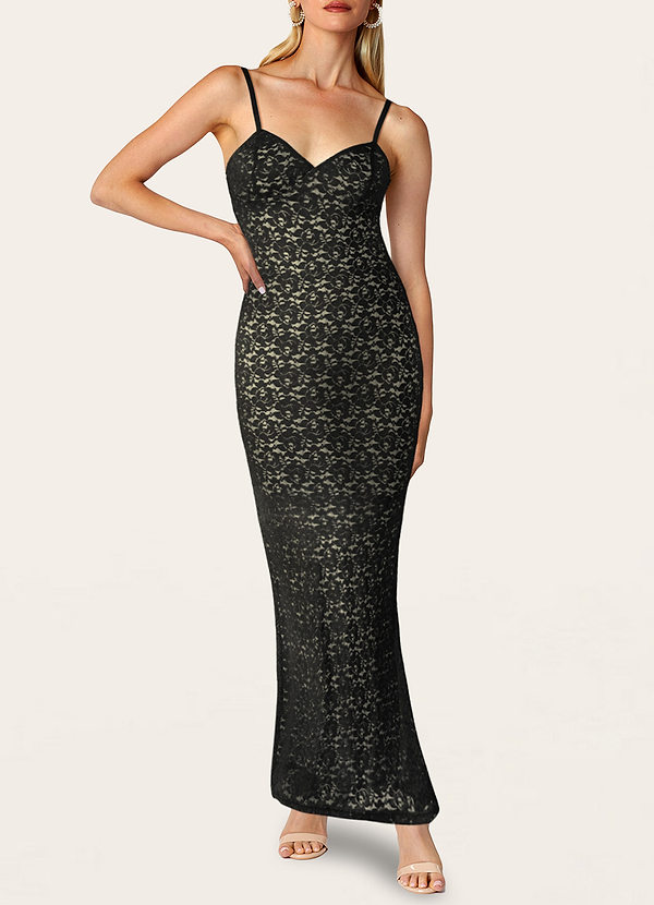 front Princeton Black Lace Maxi Dress