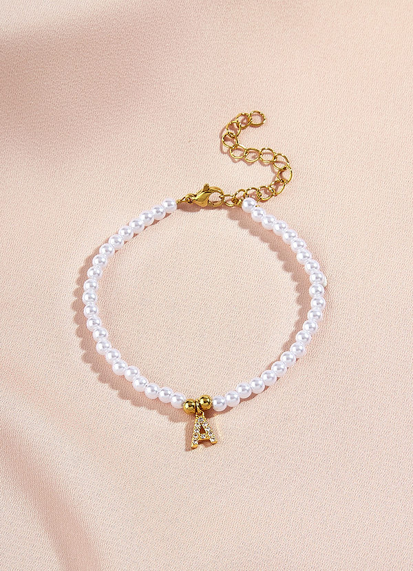 front Customizable Pearl Beaded Bracelet