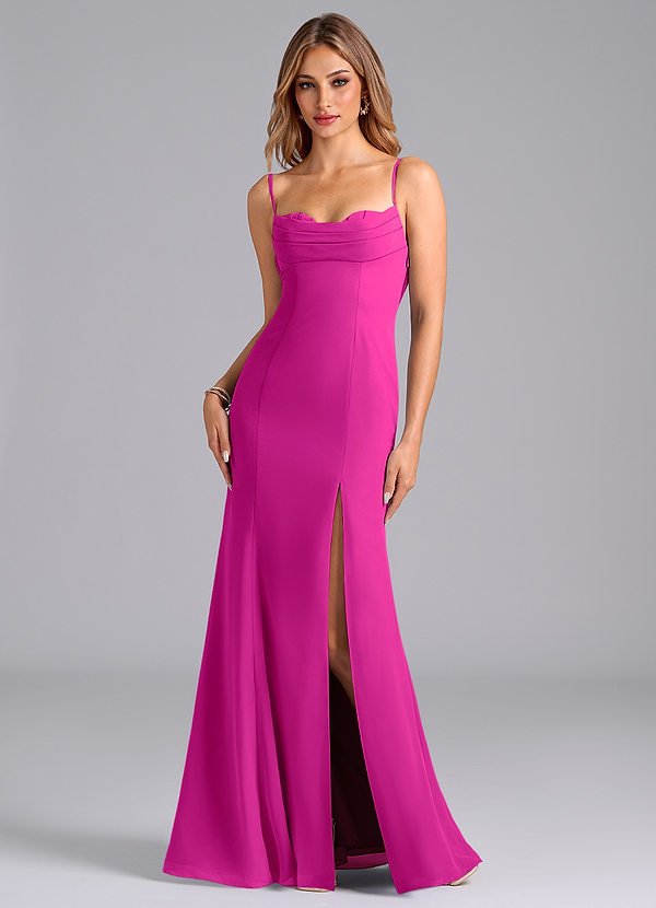 Azazie Wynni Vestidos Dama de Honor Vestido de Fucsia de Gasa de Corte Sirena con Corsé image1