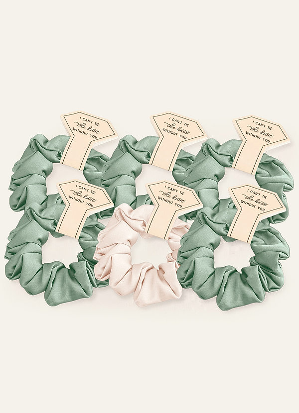 front Matching Color Six-Piece Mixed Color Bridesmaid Stretch Satin Regular Size Scrunchie Set
