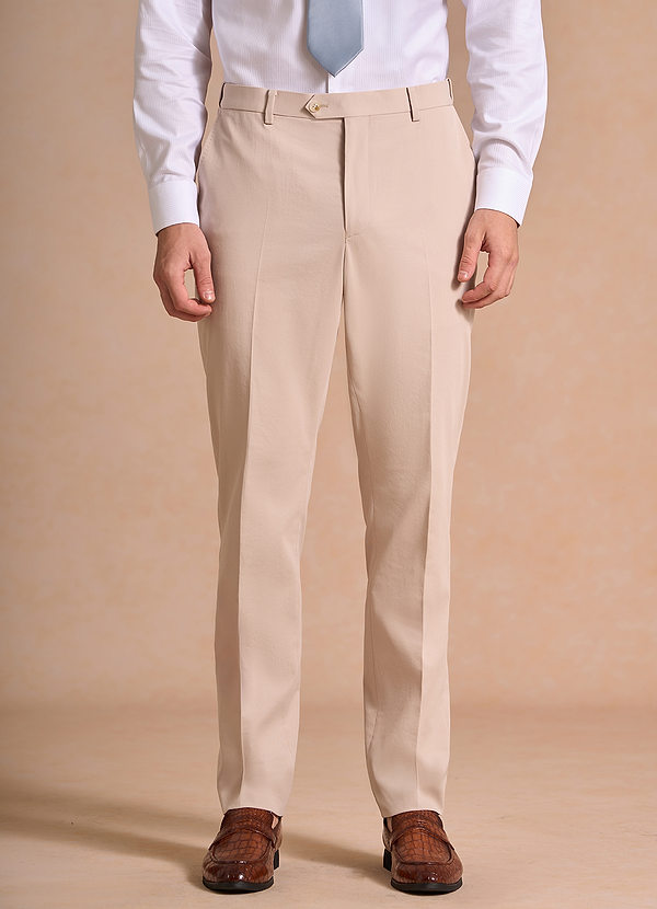 front Carter Tan Cotton Linen Blend Dress Pants