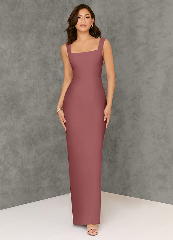 Azazie Flori Bridesmaid Dresses Sheath Square Neckline Chiffon Floor-Length Dress image1