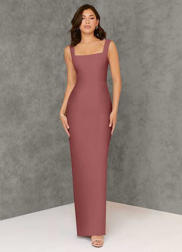 Azazie Flori Bridesmaid Dresses Amethyst Sheath Square Neckline Chiffon Dress image1