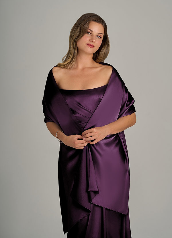 front Azazie Matching Color Metallic Satin Shawl