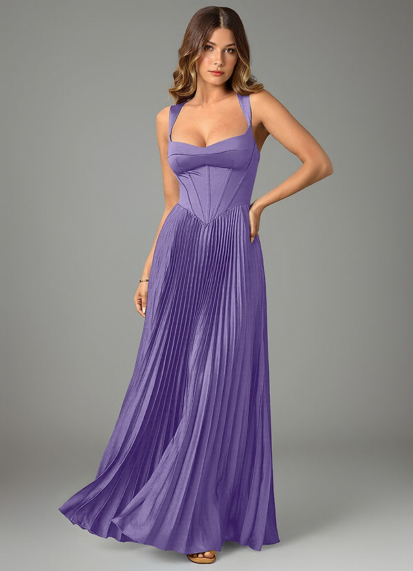 Azazie Avenelle Bridesmaid Dresses Tahiti A-Line Corset Stretch Satin Dress image1