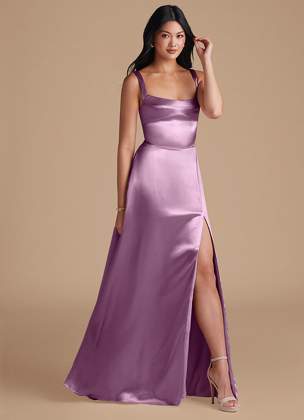 Azazie Hope Abiti da Damigella Abito A-Line in Raso Metallizzato Con Tasche Glicine image1