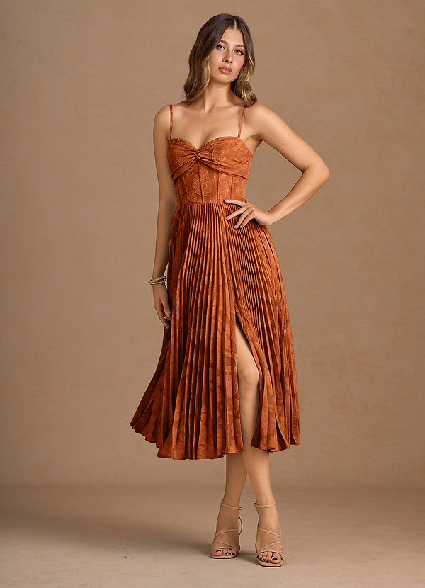 Annie Rust Pleated Midi Dress image1