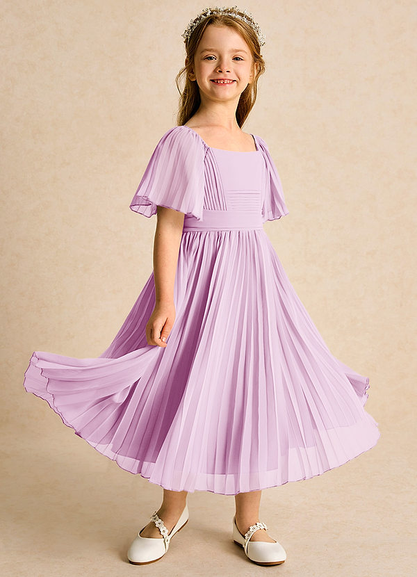 Azazie Gisele Abiti da Ragazza di Fiori Abito A-Line in Chiffon Plissettato Rosa Confetto image1