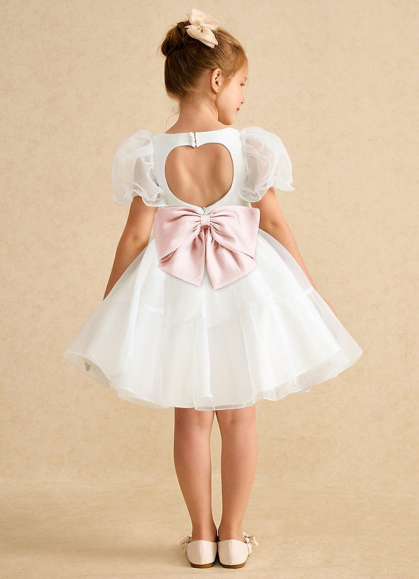 Azazie Debbie Vestidos de Niña de Flores Vestido de Marfil Rosa Ruborizado de Organza de Princesa con Escote de Corazón image1