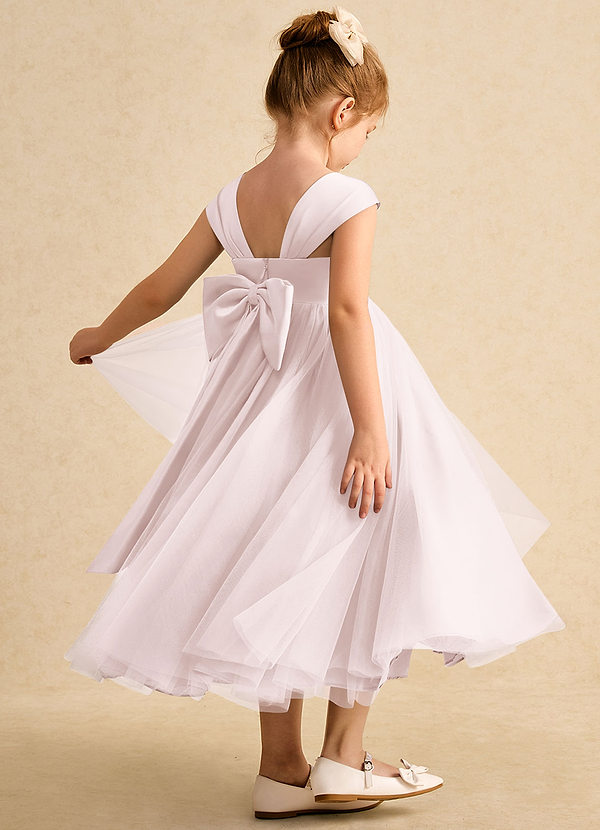 Azazie Chickadee Vestidos de arras Vestido Rosa Rubor de Satin Mate de Corte Princesa con Escote corazón image1