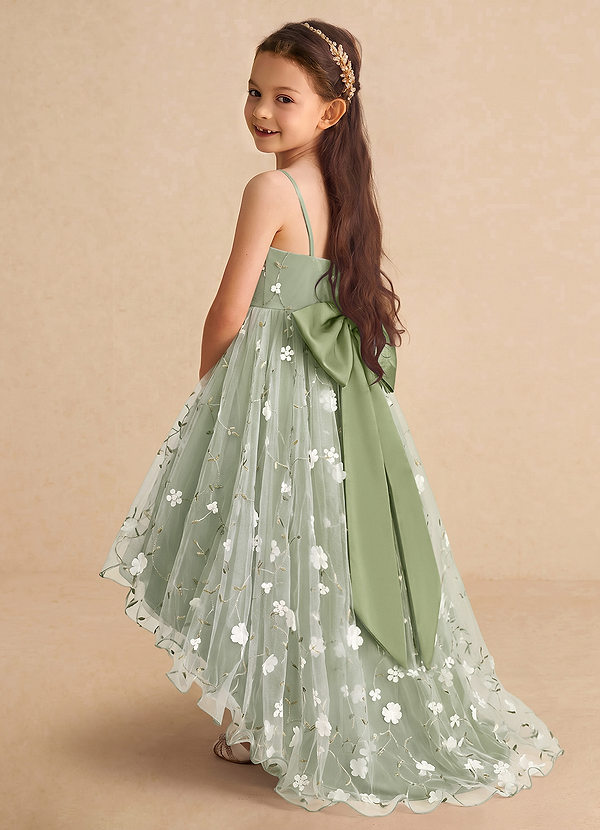 Celia Flower Girl Dresses Pistachio A-Line Spaghetti Strap Tulle Dress image1