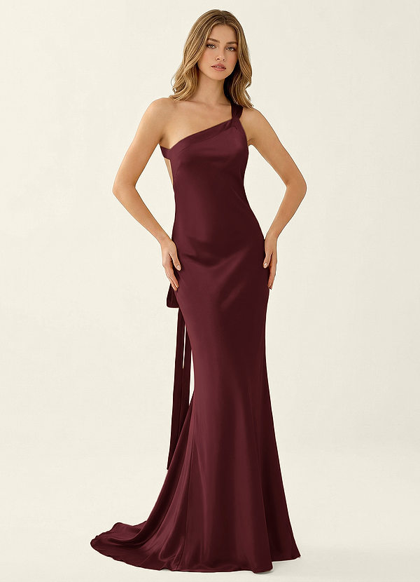 Persephone Wijn Satijnen galajurk image1