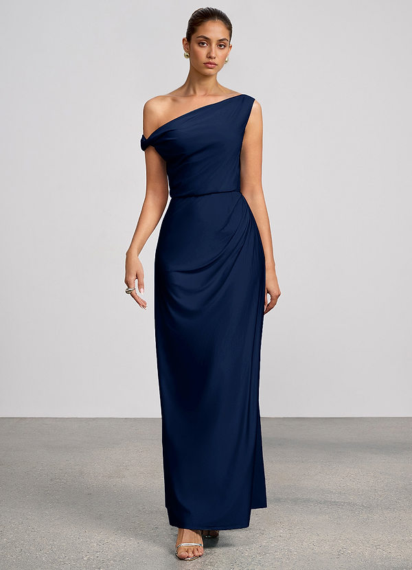 Elowen Navy Stretch Knit Maxi Dress image1
