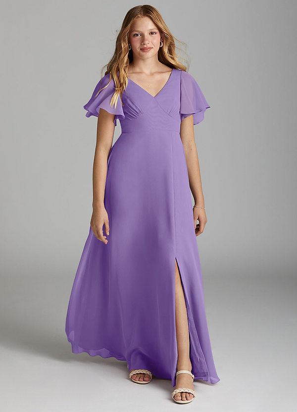 Azazie Kimber Junior Tahiti A-Line Pleated Chiffon Dress image1