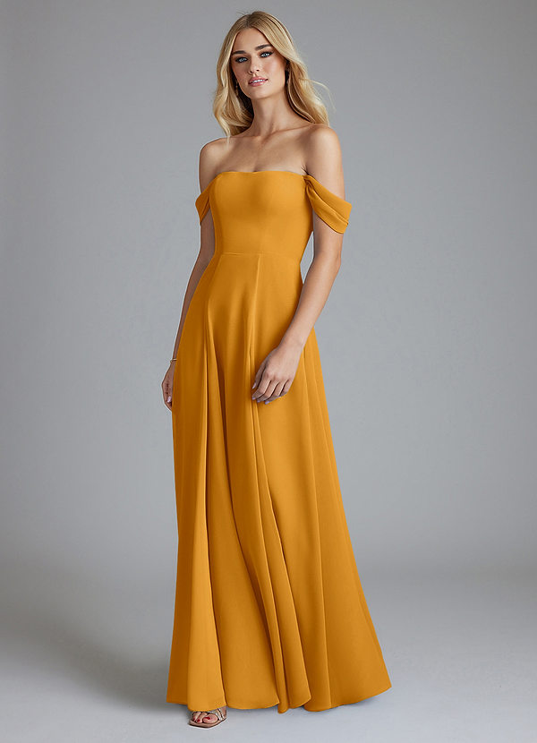 Azazie Seriana Brudtärneklänningar Klä av A-Linje i Chiffong Av axeln Knäck image1