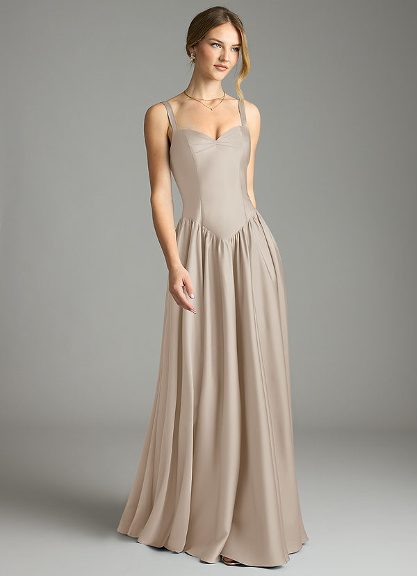 Azazie Evadina Brudtärneklänningar Klä av A-Linje i Stretch Satin Korsett Frost image1