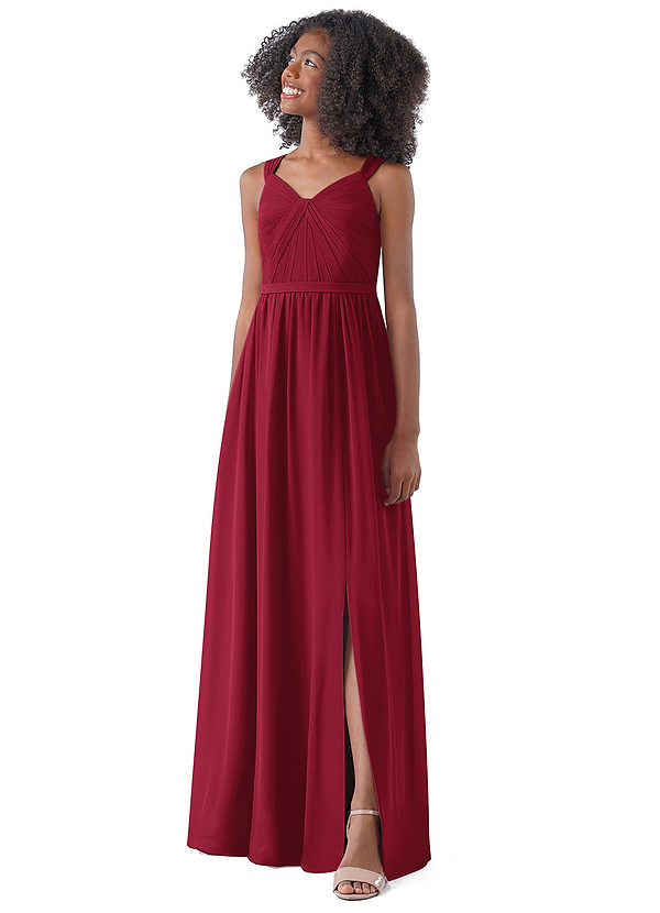 Burgundy Azazie Evie Junior Bridesmaid Dresses | Azazie