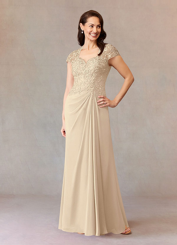 Azazie Junie Mother of the Brides Dresses Champagne A-Line Lace Chiffon Dress image1