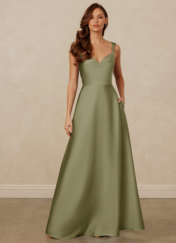 Christian Siriano Bridal for Azazie 1001 Bridesmaid Dresses Cowl Neck Stretch Satin A-line Dress image1