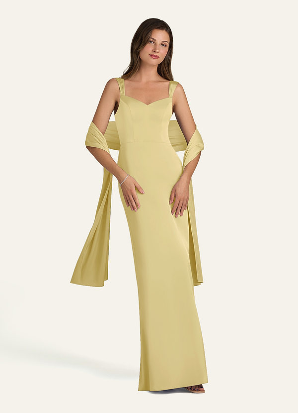 front Azazie Chal De Satén Elástico A Juego