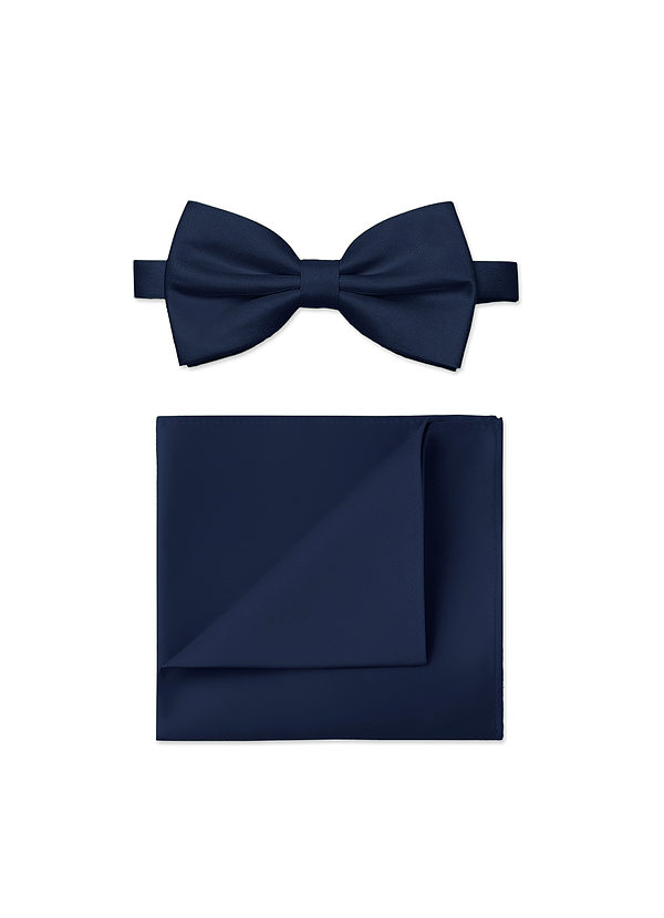 front Ensemble nœud papillon et pochette de costume en satin mat pour hommes