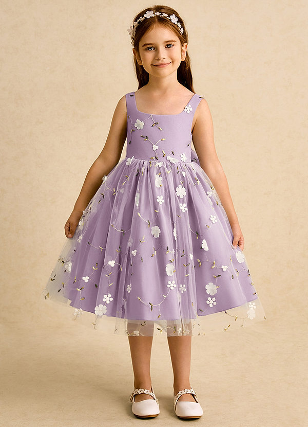 Azazie Bean Flower Girl Dresses Wisteria Ball-Gown Sleeveless Tulle Dress image1