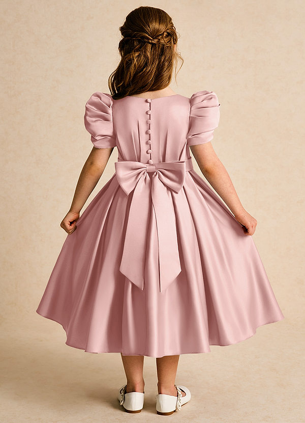 Azazie Miriam Blumenkinder Kleider Ballkleid Plissee Matte Satin Kleid Roségold image1