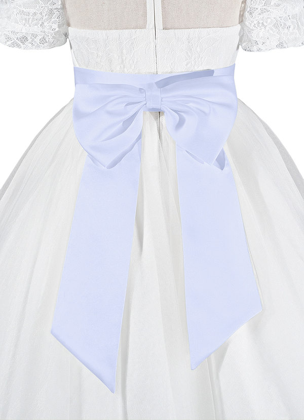 front Matching Color Matte Satin Sash with Back Bow