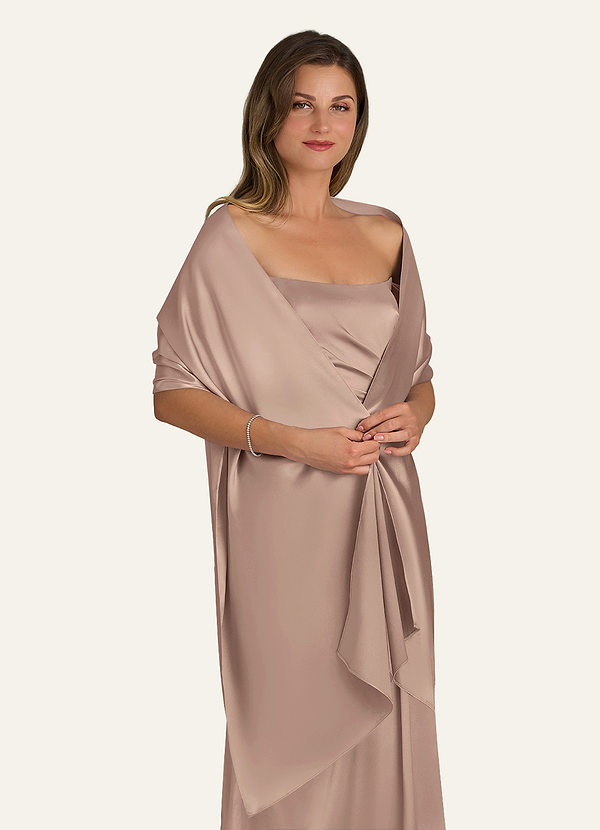 front Azazie Matching Color Metallic Satin Shawl