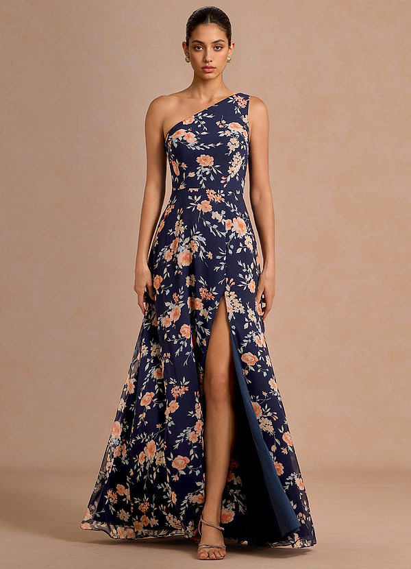 Robe Maxi Fleuri Bleu Marine Jubilee image1