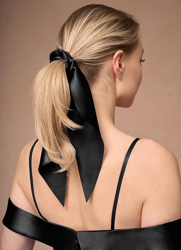 front Matching Color Matte Satin Hair Scarf Scrunchie