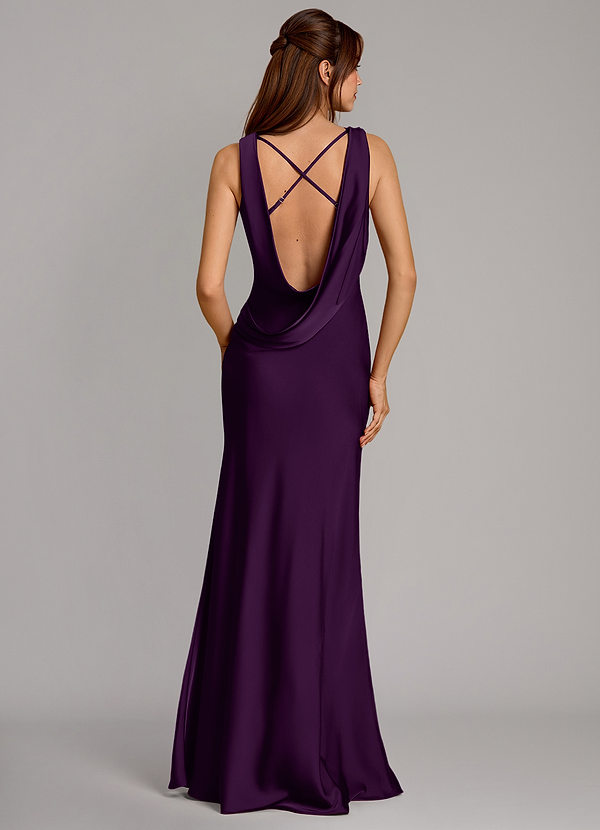 Azazie Cheryl Vestidos Dama de Honor Vestido de Uva de Satén Elástico de Corte Sirena image1