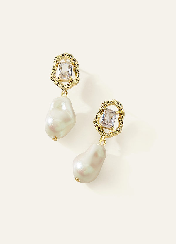 front Crystal Baroque Pearl Drop Earrings