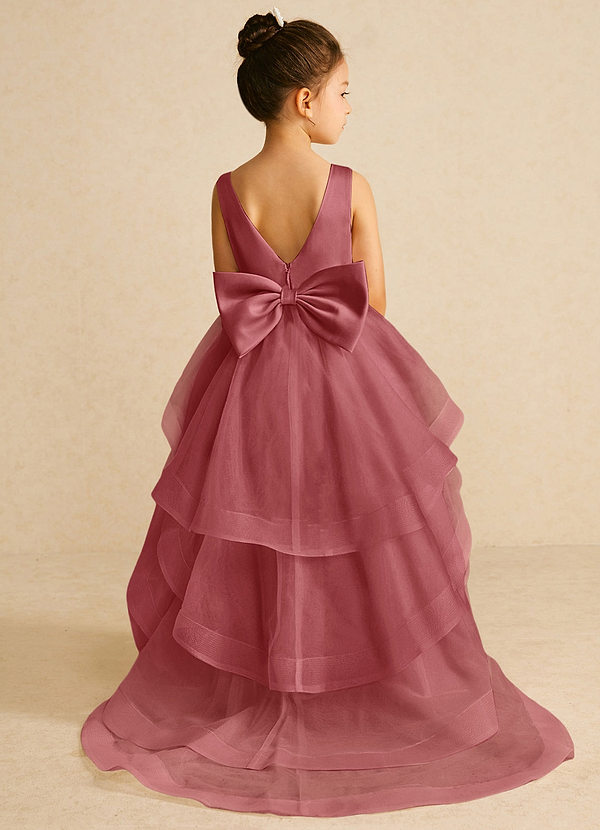 Azazie Pumpkin Flower Girl Dresses Antique Rose A-Line Convertible Tulle Dress image1