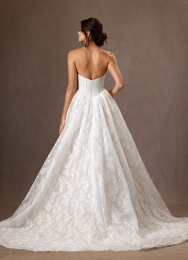 Demetria Wedding Dresses Diamond White Ball-Gown Strapless Lace Dress image1