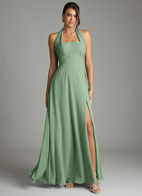 Azazie Tamira Suknie dla druhen Linia A Pofałdowany Szyfon Do ziemi Sukienka image1