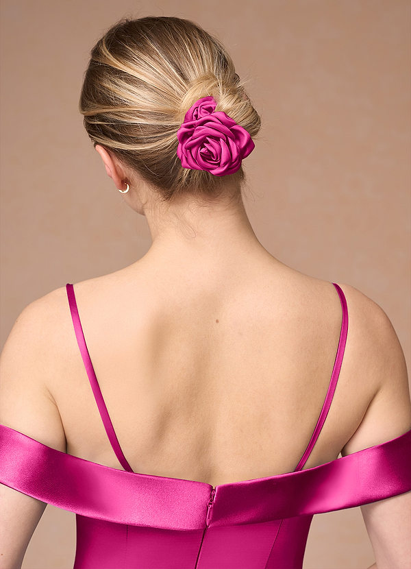 front Matching Color Matte Satin Rose Scrunchie Set
