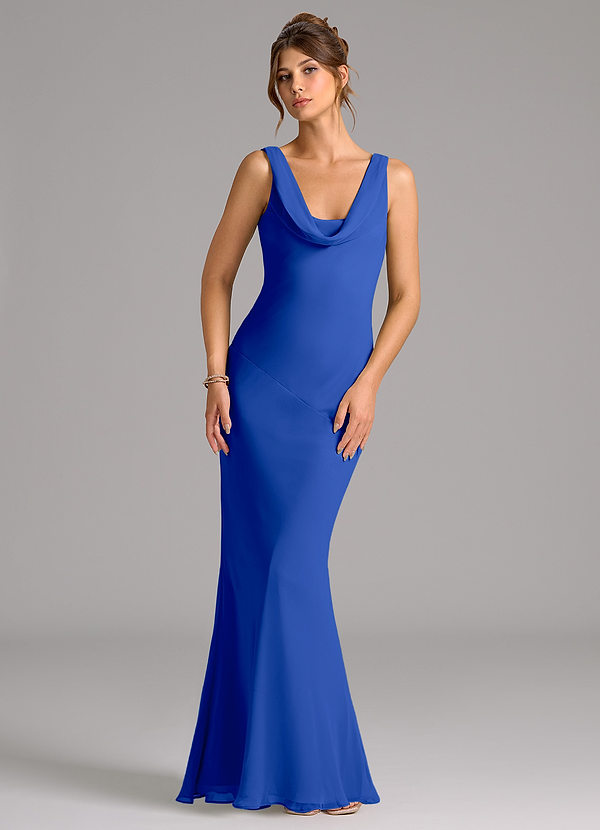 Azazie Rylina Bridesmaid Dresses Royal Blue Mermaid Pleated Chiffon Dress image1