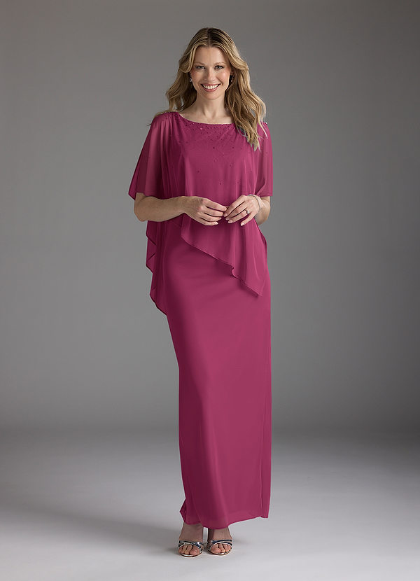 Azazie Aspyn Mother of the Brides Dresses Mulberry Sheath Beaded Mesh Dress image1