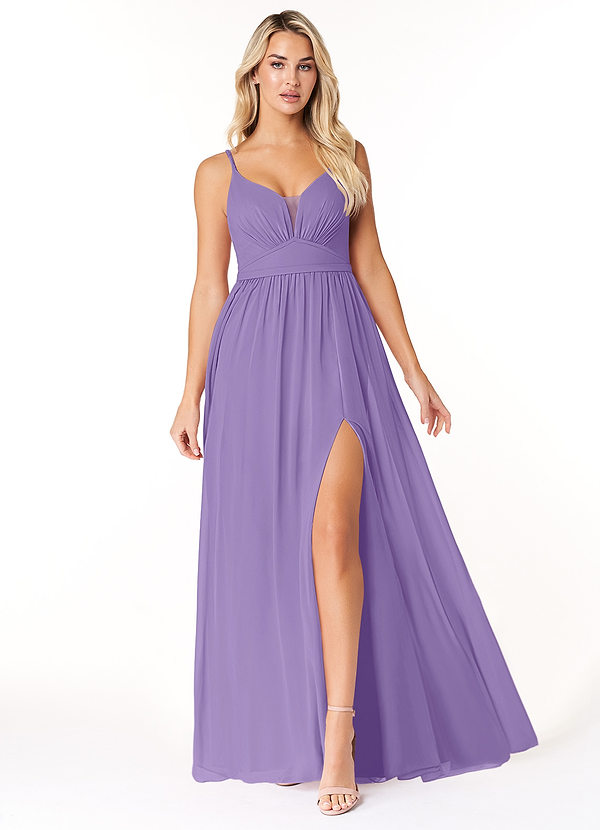 Azazie Rayna Bridesmaid Dresses Tahiti A-Line V-Neck Pleated Chiffon Dress image1
