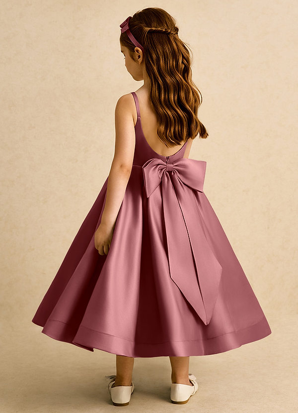 Azazie Babs Flower Girl Dresses Amethyst Ball-Gown Pleated Matte Satin Dress image1