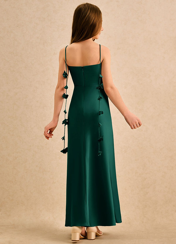 Azazie Kandi Girls Formal Blumenkinder Kleider A-Linie Herzausschnitt Stretch-Satin Kleid Smaragd image1