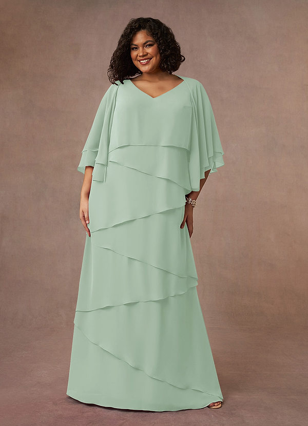 Azazie OHara Mother of the Brides Dresses Agave A-Line V-Neck Chiffon Dress image1