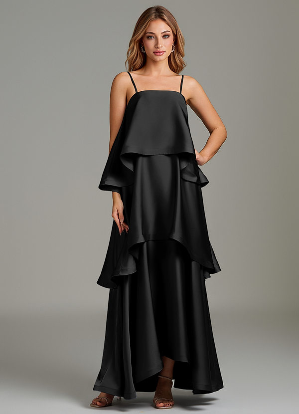 bridesmaid dresses azalea Azazie Ready to Ship Black Stretch Satin length chiffon skirt SCH007474_R_L Blue Adult Octopus Costume Color:Honeycomb