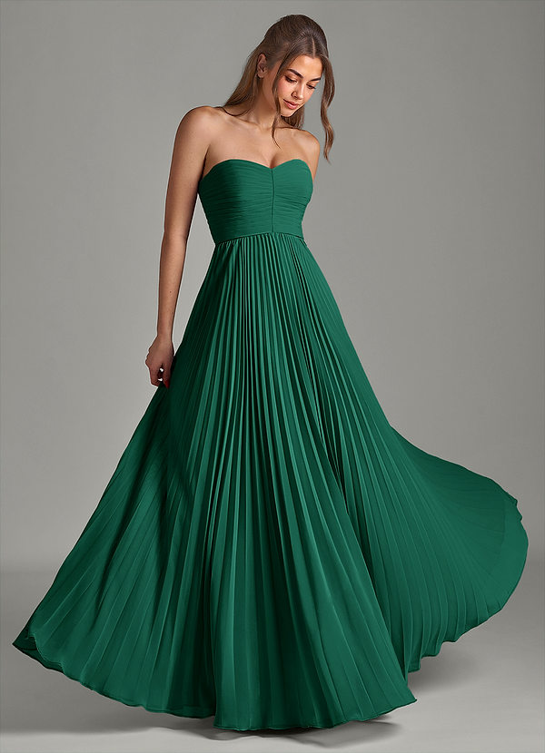 Azazie Chiana Bridesmaid Dresses Emerald A-Line Strapless Chiffon Dress image1