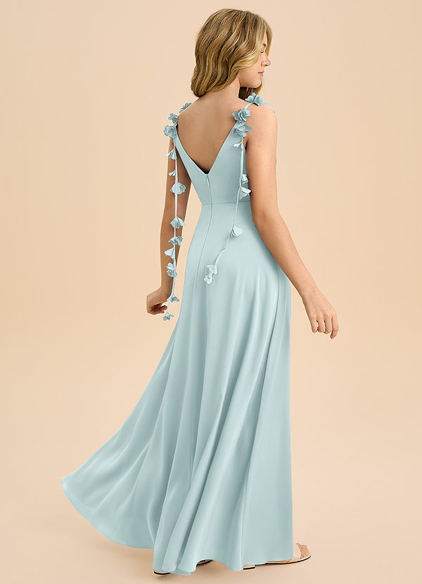 Azazie Gumdrop Junior Mist Empire Pleated Stretch Satin Dress image1