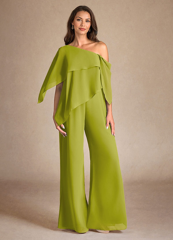 Azazie Halima Abiti da Mamma Sposa Abito Tuta Pantaloni in Chiffon Spacco Laterale Citronella image1