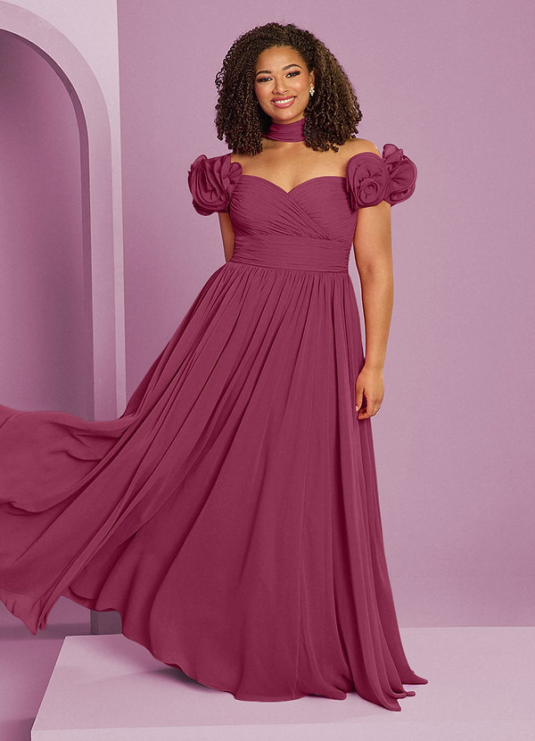 Barbie ♥ Azazie Bridesmaid Dresses Mulberry A-Line Off the Shoulder Chiffon Convertible Dress image1