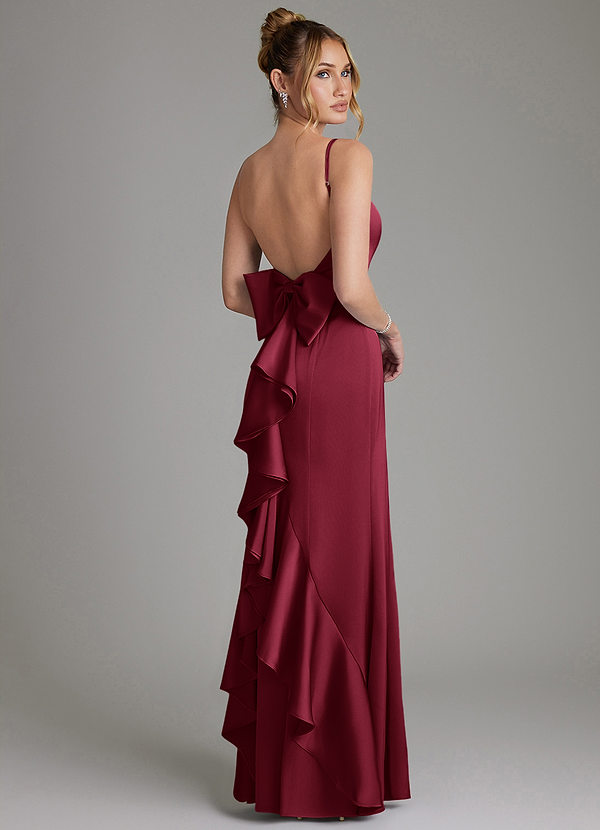 Azazie Zherra Bridesmaid Dresses Burgundy Mermaid Bow Stretch Satin Dress image1